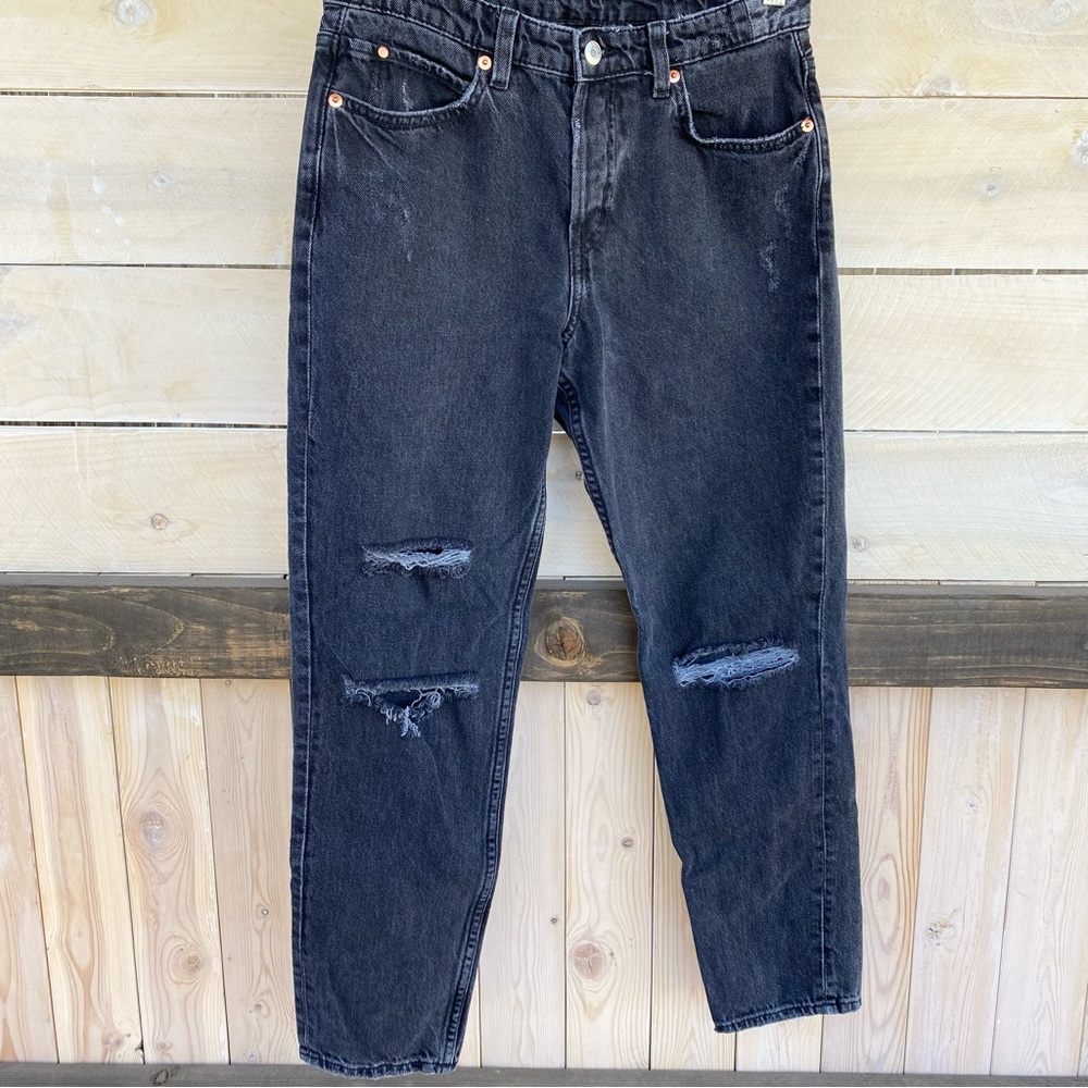 - &Denim Distressed Low-waist Boyfriend Jeans Size 4